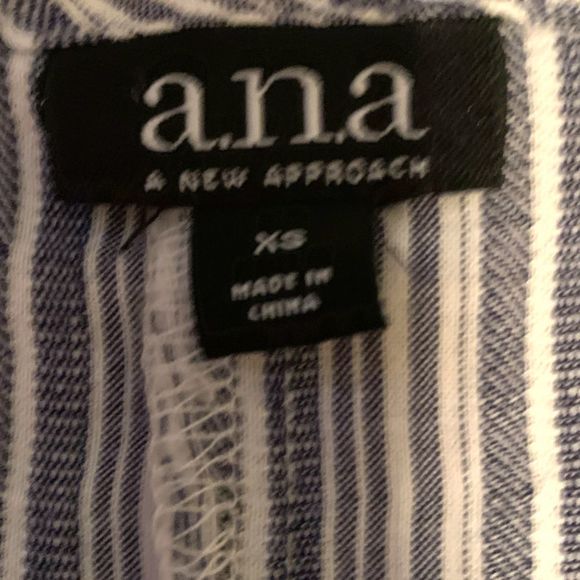 a.n.a. Denim Blue/White Striped Gauze Peasant Blouse S (A-122) - Picture 3 of 6